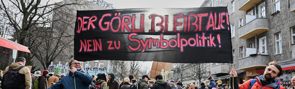 Demonstration „Der Görli bleibt auf“ am 24.02.2024 in Berlin Kreuzberg 